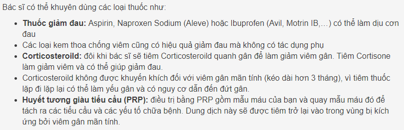 Điều trị bệnh viêm gân bằng thuốc Điều trị bệnh viêm gân bằng thuốc